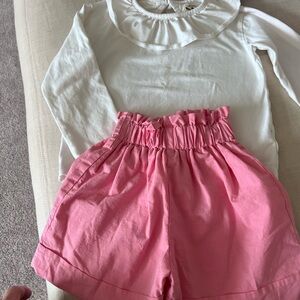 The Oak’s Apparel Company. White Long Sleeve Top and Pink Shorts Set